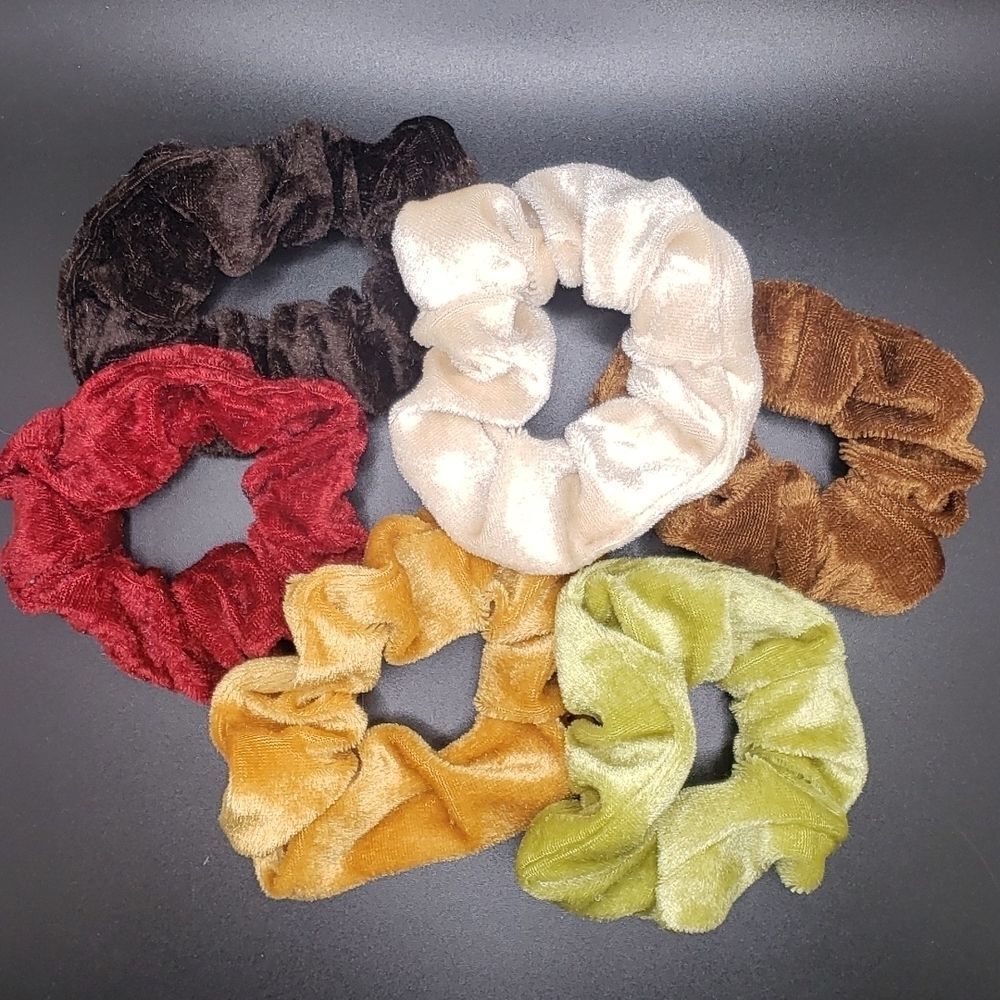 EARTH tone neutral color velvet scrunchie bundle